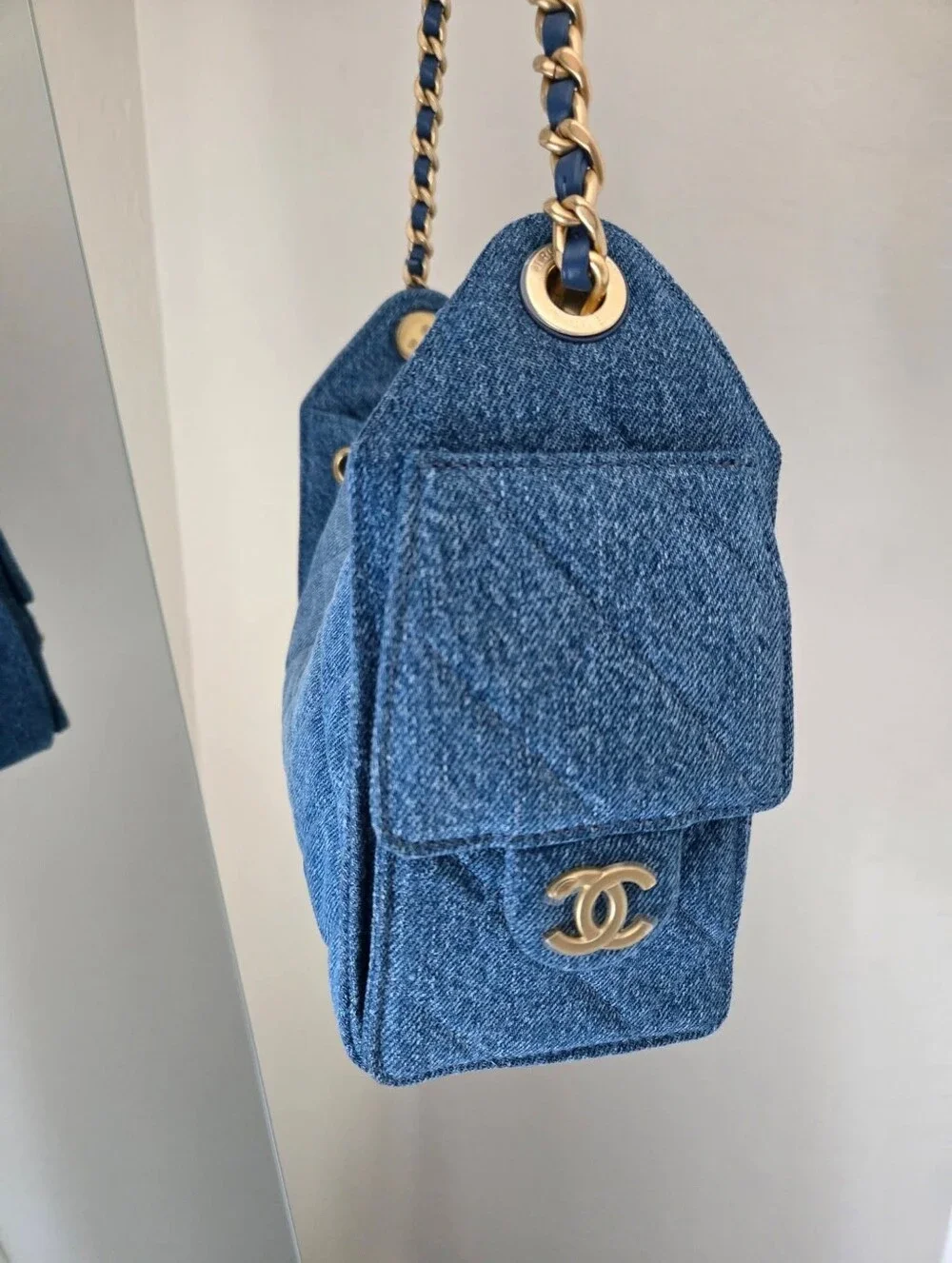 CHANEL Mini Blue Denim 25 Handbag.